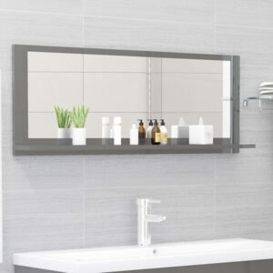 Oglindă de baie, gri extralucios, 100 x 10,5 x 37 cm, PAL