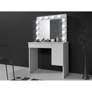 SEA532 - Set Masa toaleta, 80 cm, cosmetica machiaj, masuta vanity, oglinda cu LED-uri - Alb