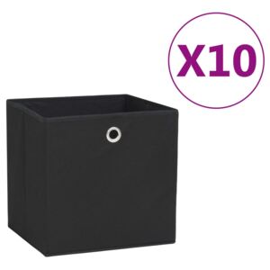 Cutii depozitare, 10 buc., negru, 28x28x28 cm, material nețesut