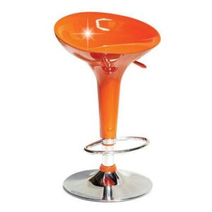 Scaun bar plastic portocaliu crom INGE 2 NEW