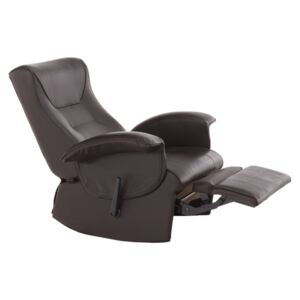 Fotoliu relaxant confortabil cu recliner mecanic pentru living hol birou piele eco maro Bortis
