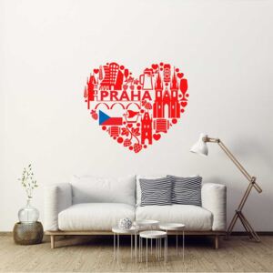 Heart of Prague - autocolant de perete Rosu 75 x 65 cm