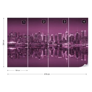 Fototapet - New York Reflections in Pink Tapet nețesute - 416x254 cm