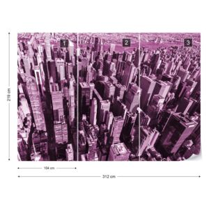 Fototapet - Skyscraper Forest in Pink Tapet nețesute - 312x219 cm