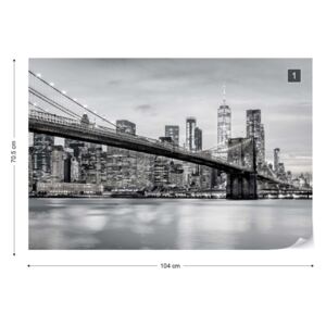 Fototapet - Brooklyn Bridge NYC in Black & White Tapet nețesute - 104x70,5 cm