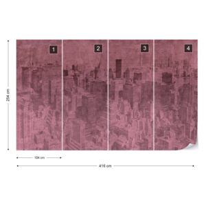 Fototapet - New York City Grunge I Pink Tapet nețesute - 416x254 cm