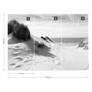 Fototapet - The Way to the Sea Black & White Tapet nețesute - 312x219 cm