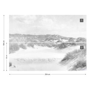 Fototapet - Dune Paradise Faded Vintage in Black & White Papírová tapeta - 254x184 cm