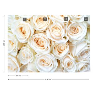 Fototapet - Rose Bouquet Cream Tapet nețesute - 416x290 cm