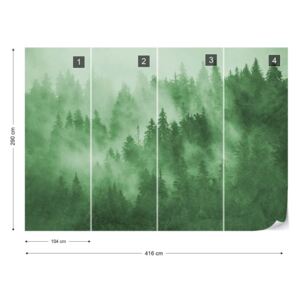 Fototapet - Forest in the Mist in Green Tapet nețesute - 416x290 cm