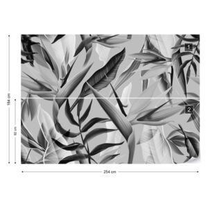 Fototapet - Tropicalia Black & White Papírová tapeta - 254x184 cm