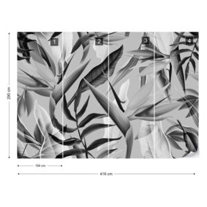 Fototapet - Tropicalia Black & White Tapet nețesute - 416x290 cm