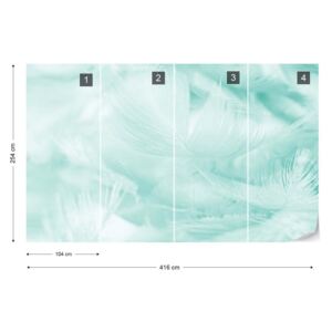 Fototapet - Feathers in Turquoise Tapet nețesute - 416x254 cm
