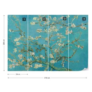 Fototapet - Van Gogh Blossoms in Turquoise Tapet nețesute - 416x290 cm