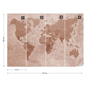 Fototapet - World Map Textured Sepia Tapet nețesute - 416x290 cm