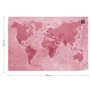 Fototapet - World Map Textured Red Tapet nețesute - 104x70,5 cm
