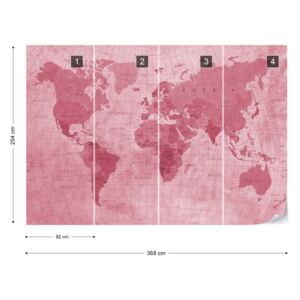 Fototapet - World Map Textured Red Samolepící textilní tapeta - 368x254 cm