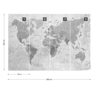 Fototapet - World Map Textured Monochrome Tapet nețesute - 368x254 cm