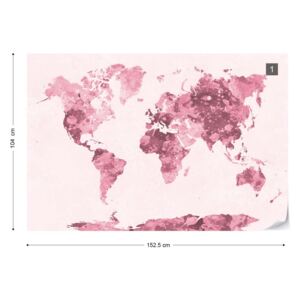 Fototapet - Watercolour World Map Red Tapet nețesute - 152,5x104 cm