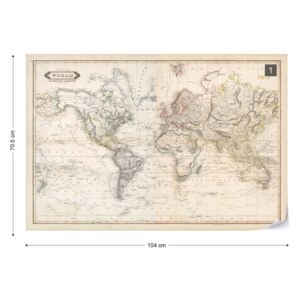 Fototapet - Vintage World Map Sepia Tapet nețesute - 104x70,5 cm