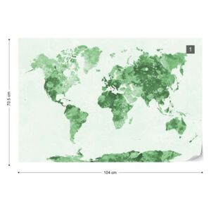 Fototapet - Watercolour World Map Light Green Tapet nețesute - 104x70,5 cm