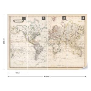 Fototapet - Vintage World Map Sepia Tapet nețesute - 416x290 cm