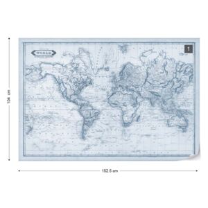 Fototapet - Vintage World Map Blue Tapet nețesute - 152,5x104 cm