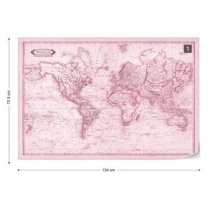 Fototapet - Vintage World Map Pink Tapet nețesute - 104x70,5 cm