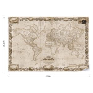 Fototapet - Vintage World Map II Sepia Tapet nețesute - 104x70,5 cm