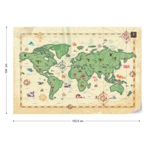 GLIX Fototapet - World Atlas Treasure Style Tapet nețesute - 152,5x104 cm