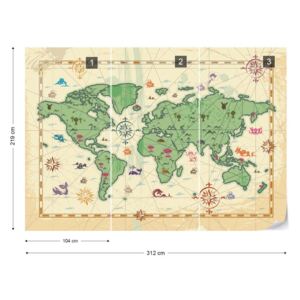 GLIX Fototapet - World Atlas Treasure Style Tapet nețesute - 312x219 cm