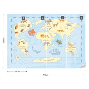 GLIX Fototapet - Kids Classic World Map Tapet nețesute - 416x290 cm