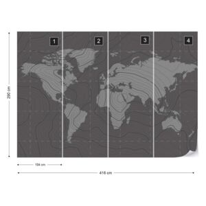 Fototapet - World Map Moderna Tapet nețesute - 416x290 cm