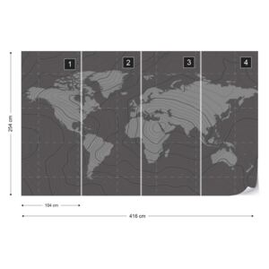 Fototapet - World Map Moderna Tapet nețesute - 416x254 cm
