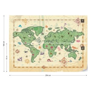 GLIX Fototapet - World Atlas Treasure Style Papírová tapeta - 254x184 cm