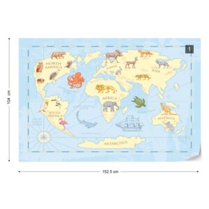 GLIX Fototapet - Kids Classic World Map Tapet nețesute - 152,5x104 cm