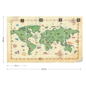 GLIX Fototapet - World Atlas Treasure Style Tapet nețesute - 416x254 cm