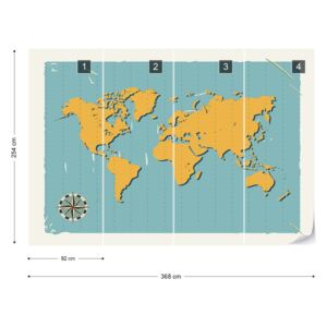 GLIX Fototapet - World Map Retro Papírová tapeta - 368x254 cm