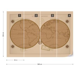 GLIX Fototapet - Atlas du Monde Vintage Papírová tapeta - 368x254 cm