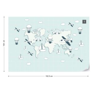 GLIX Fototapet - World Map Travel Tapet nețesute - 152,5x104 cm