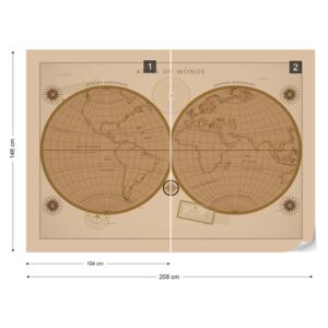 GLIX Fototapet - Atlas du Monde Vintage Tapet nețesute - 208x146 cm