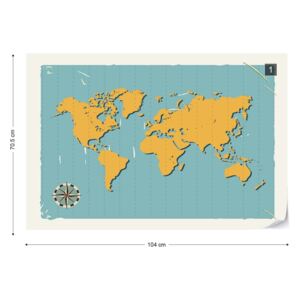 GLIX Fototapet - World Map Retro Tapet nețesute - 104x70,5 cm