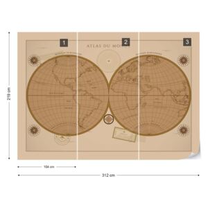 GLIX Fototapet - Atlas du Monde Vintage Tapet nețesute - 312x219 cm
