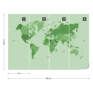 GLIX Fototapet - Political World Map Green Papírová tapeta - 368x254 cm