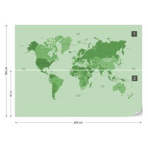 GLIX Fototapet - Political World Map Green Papírová tapeta - 254x184 cm