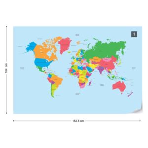 GLIX Fototapet - Political World Map Tapet nețesute - 152,5x104 cm
