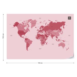 GLIX Fototapet - Political World Map Red Tapet nețesute - 104x70,5 cm