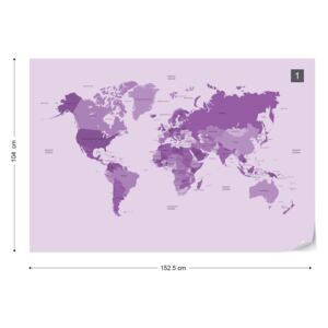 GLIX Fototapet - Political World Map Purple Tapet nețesute - 152,5x104 cm