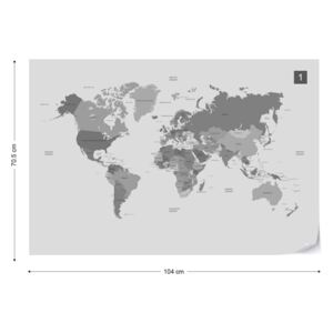 GLIX Fototapet - Political World Map Monochrome Tapet nețesute - 104x70,5 cm