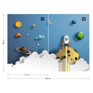 GLIX Fototapet - Rocket Away Papercut Series Tapet nețesute - 208x146 cm